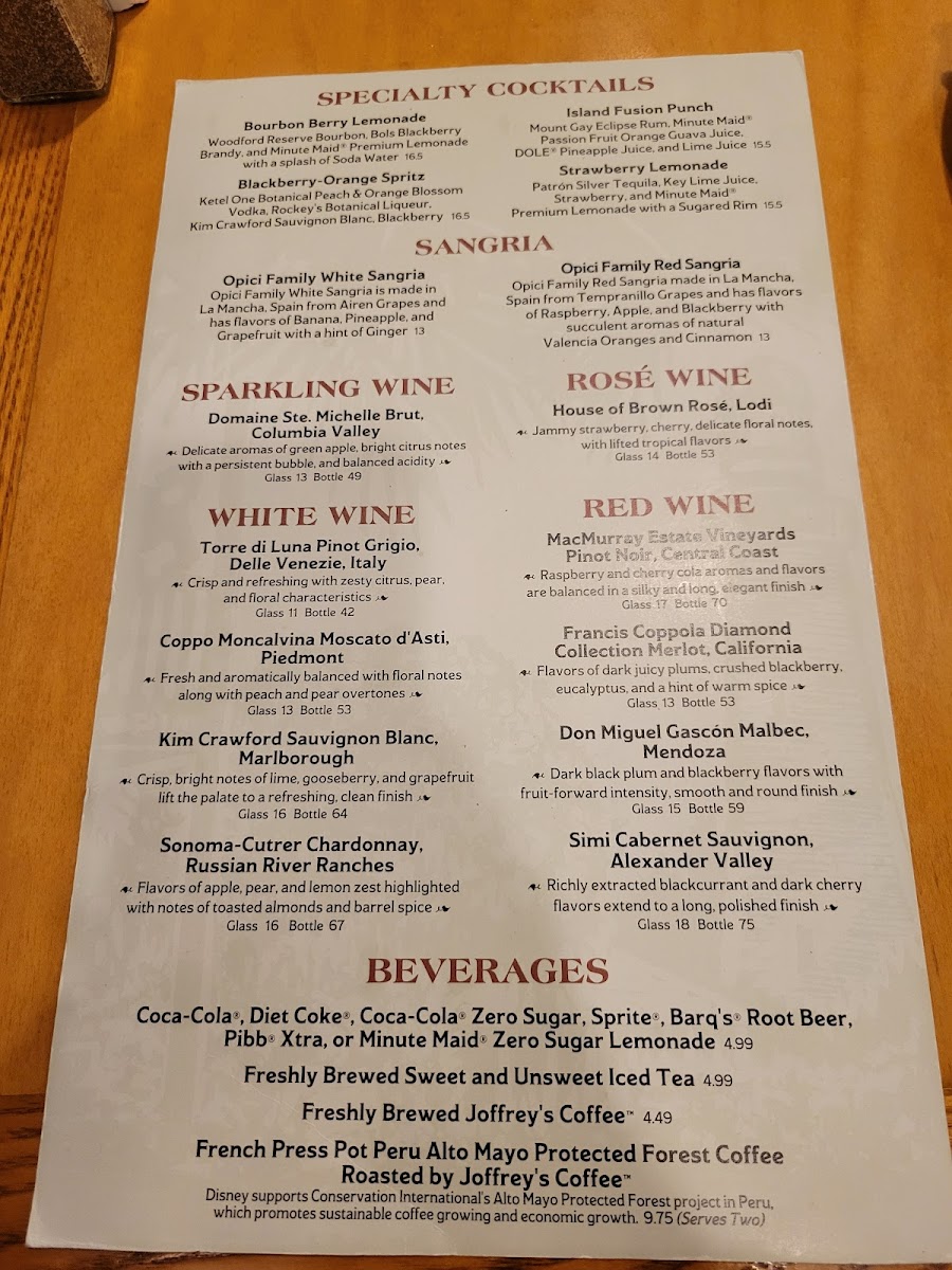 Olivia's Cafe Menu - Image 1